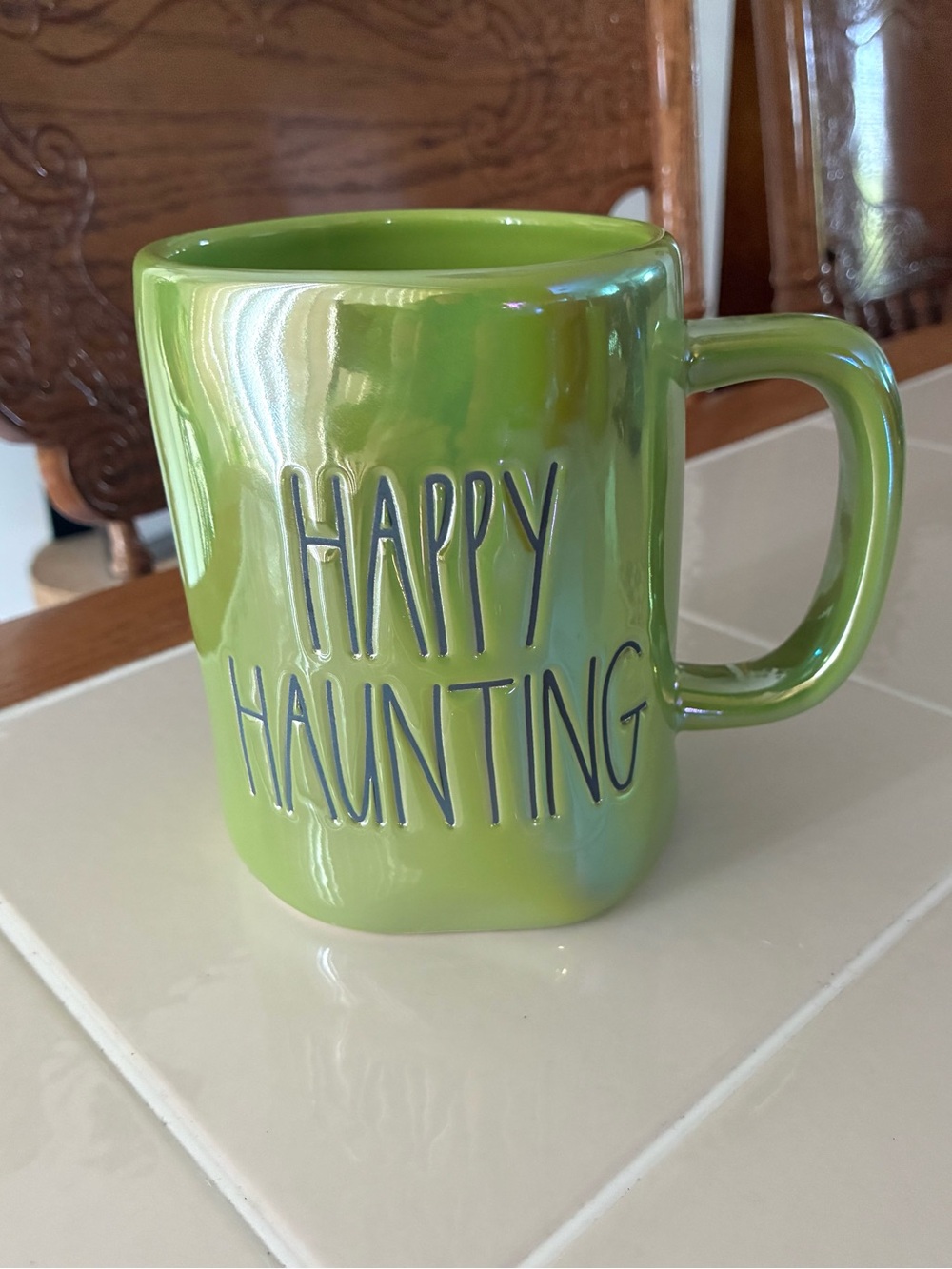 Rae Dunn Happy Haunting Green Iridescent Ceramic Mug